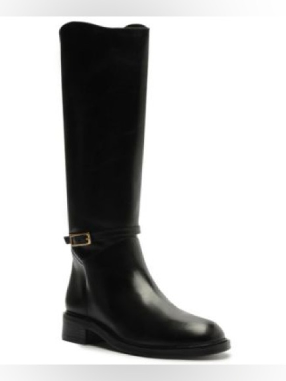 NWT- Arezzo Women's Mckenna Low Block Wide Calf Leather Boots Classic 8.5